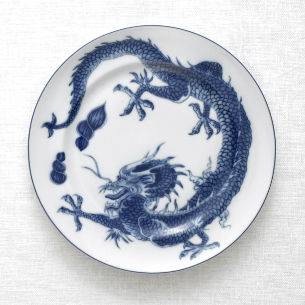 Blue Dragon Dessert Plate with Center