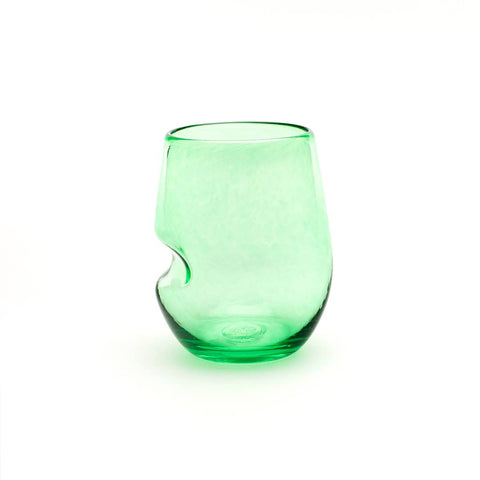Saban Glass Stemless Sheer Wine Thumby - Beryl Green