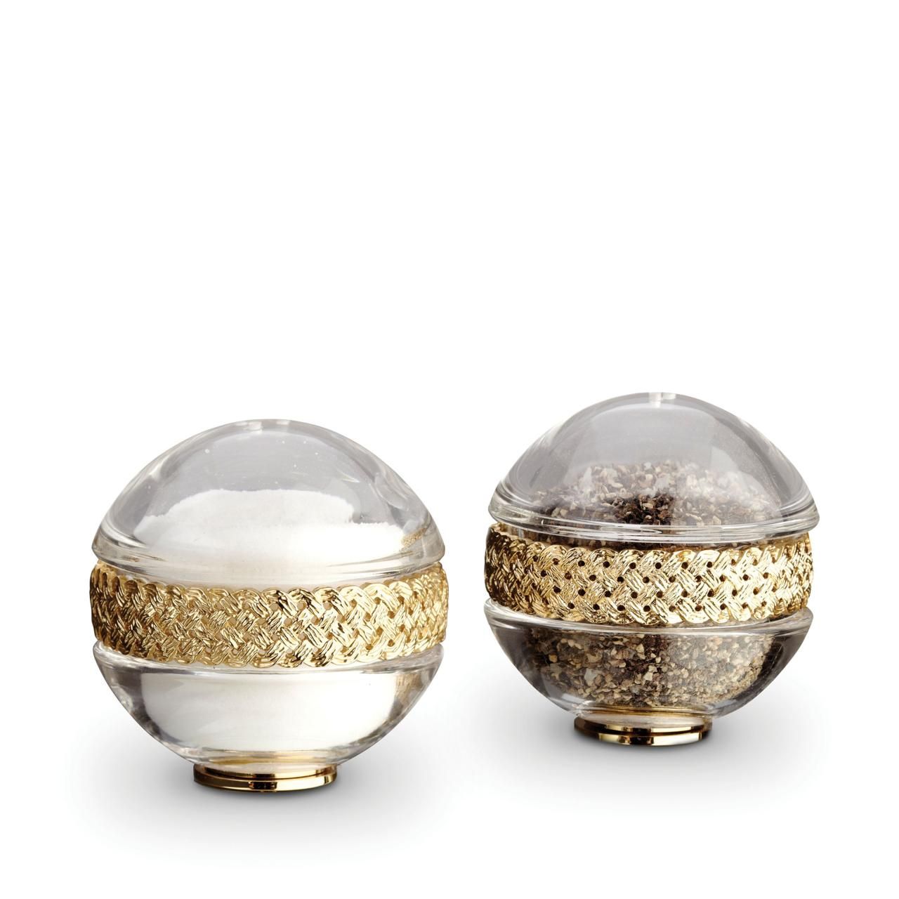 Braid Salt and Pepper Shakers-Gold