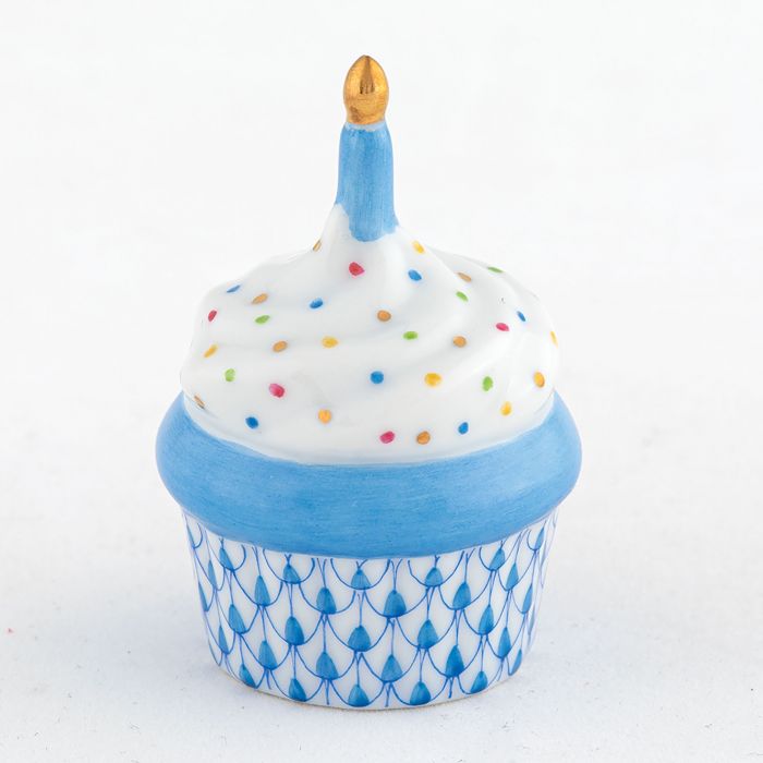 Cupcake With Candle - Blue