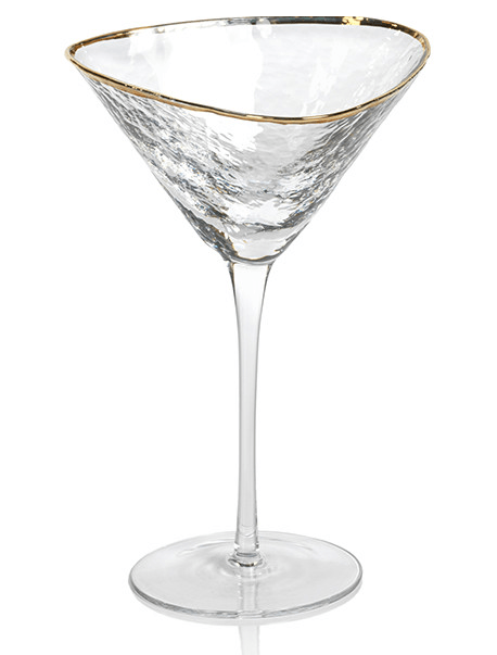 Hammered Clear with Gold Martini Glasses