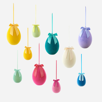 Small Flocked Assorted Hanging Egg Display