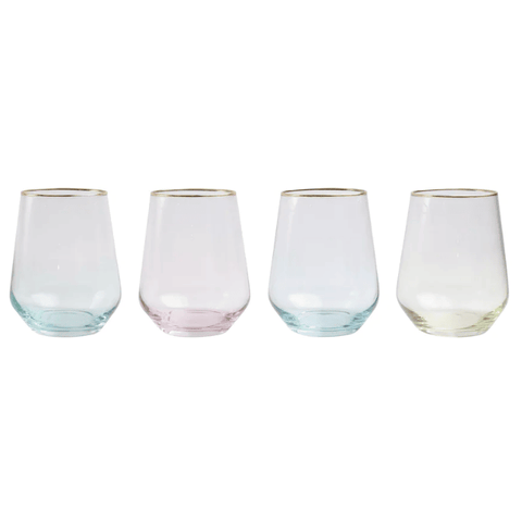 Rainbow Assorted Stemless Wine Glasses