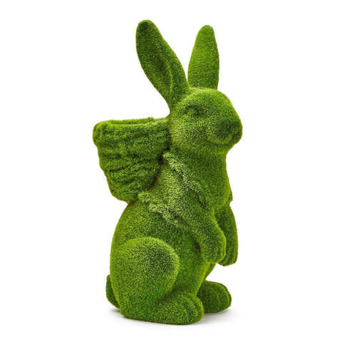 Faux Moss Easter Bunny With Basket