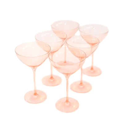 Blush Pink Martini Glass Set of 6