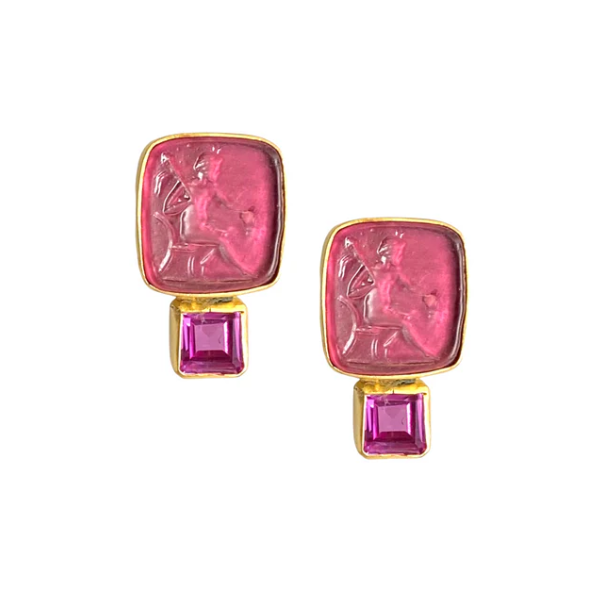 Double Pink Bacchus Earrings