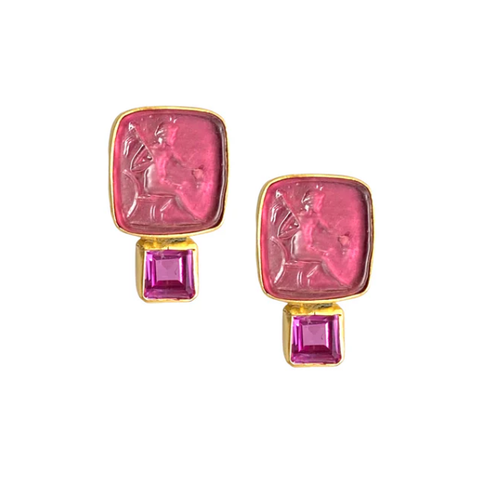 Double Pink Bacchus Earrings