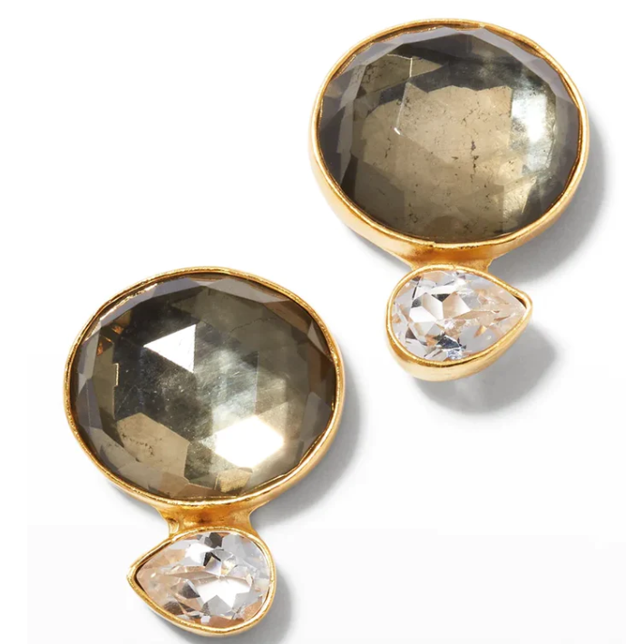 Pyrite Doublet and Topaz Earrings