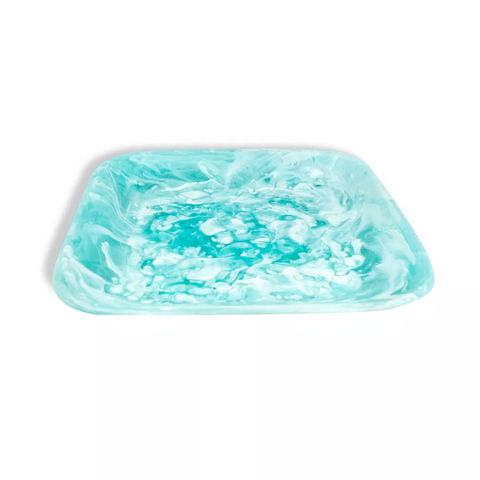 Aqua Swirl Large Square Tray