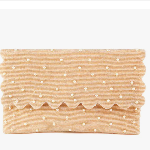 Pearl and Coffee Beaded Clutch