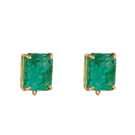 Carved Green Onyx Studs