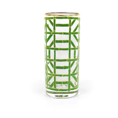 Green Bamboo Highball Glasses- Set of Four