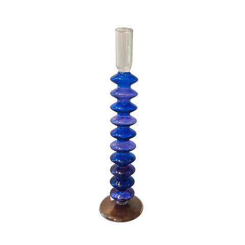 Stacked Small Disc Candlestick in Blue