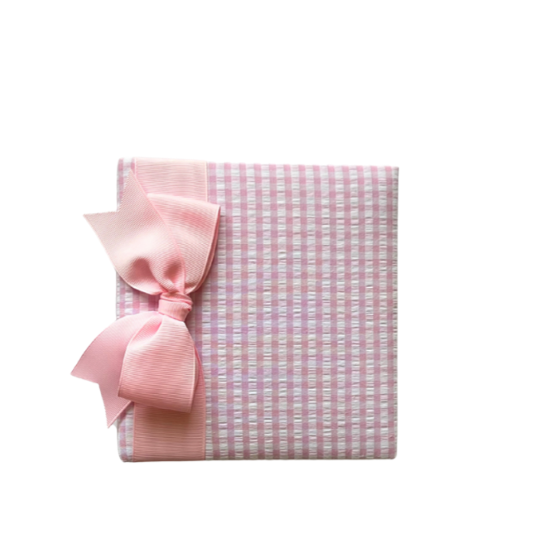Pink Gingham 4x6 Photo Album With Ribbon