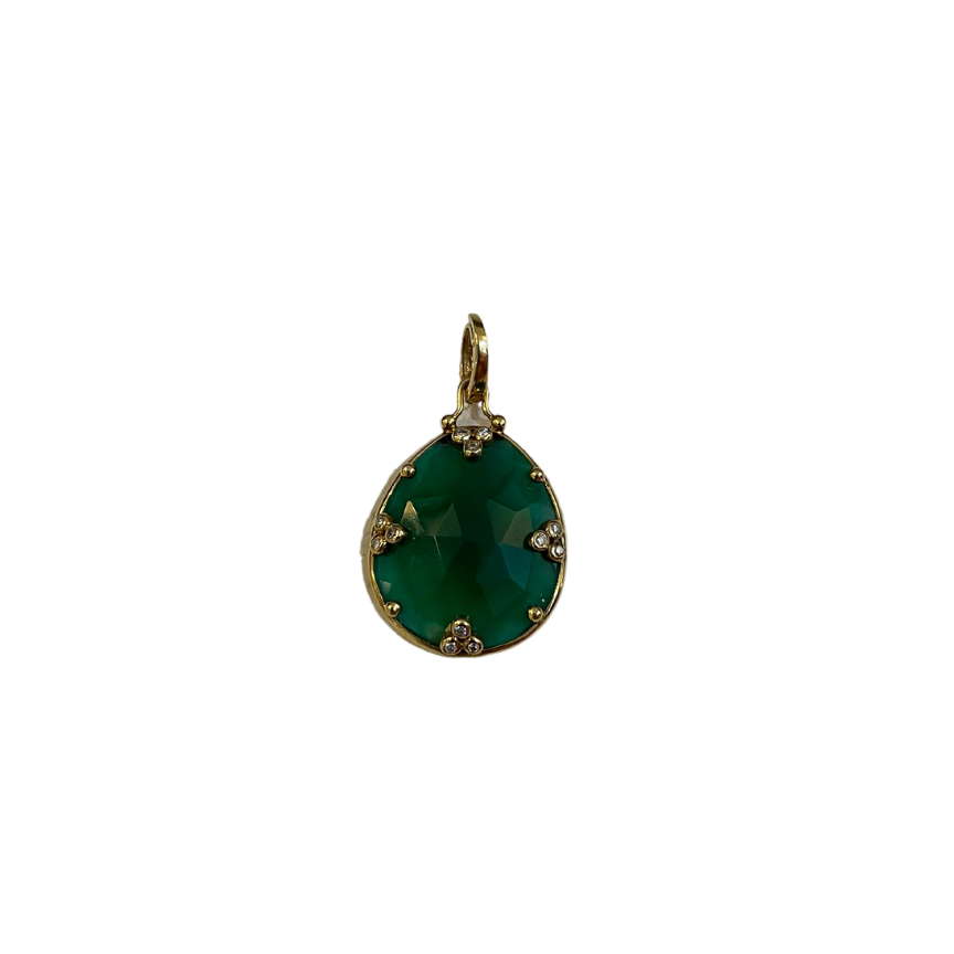Green Onyx & Diamonds Pendant