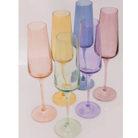 Mixed Champagne Flutes Set of 6