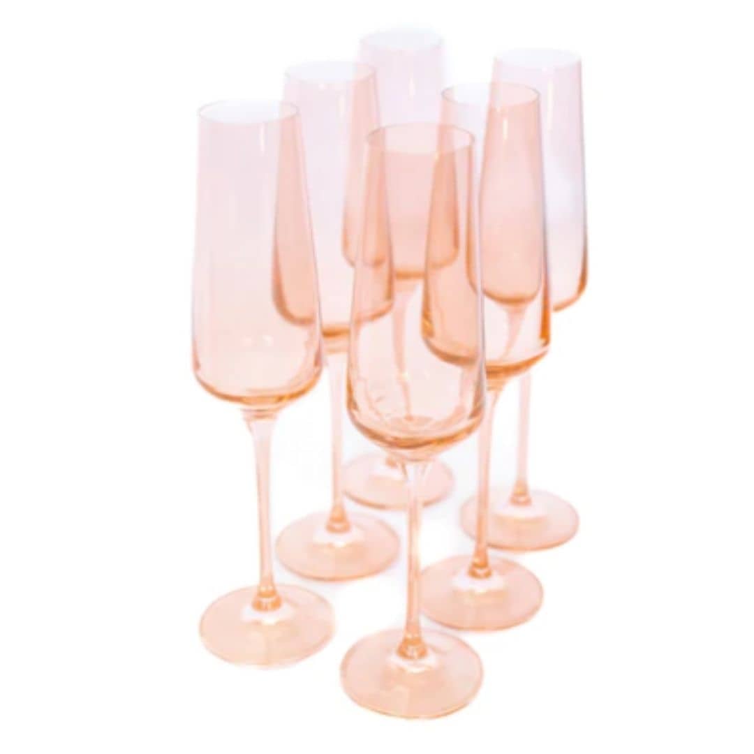 Blush Pink Champagne Flutes Set of 6