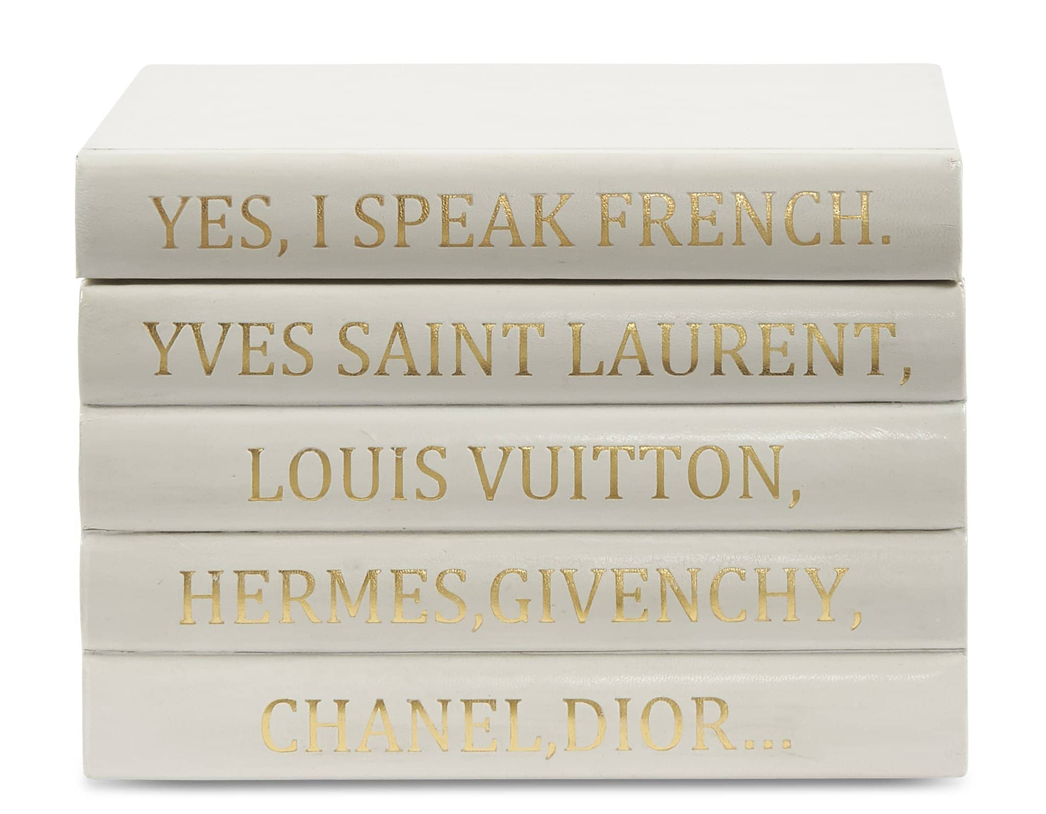 White Leather Bound Box with "Yes I speak French..."