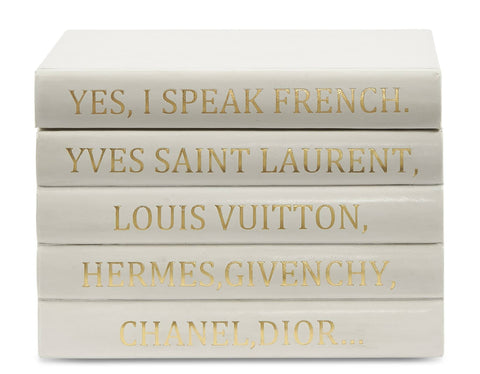 White Leather Bound Box with "Yes I speak French..."