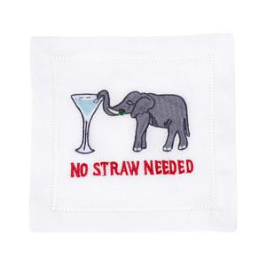 No Straw Needed, Set of 4 Cocktail Napkins