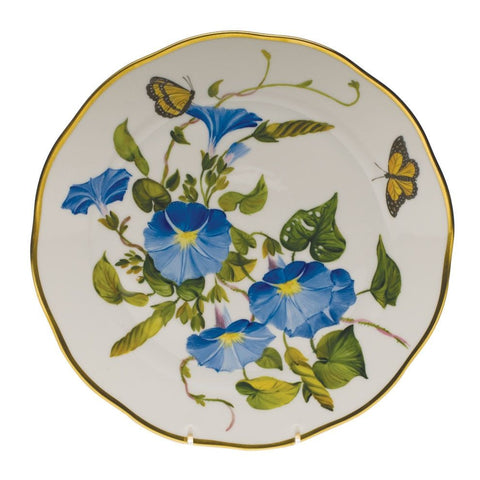 10.5"D  Designed exclusively by and for the U.S. market, the stunning "American Wildflowers" pattern features twelve wildflowers in four colorways: blues, red-oranges, yellows, and pinks. These beautifully detailed botanicals show off the true artistry and meticulous skills of Herend's craftspeople with a colorful and contemporary flair. The motifs may be mixed for an unforgettable tablesetting, or choose your favorite colors and blooms for the ultimate in personalization.