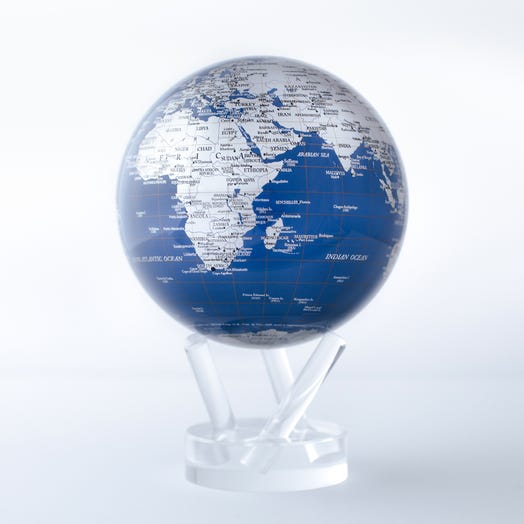 Blue and Silver Mova Rotating Globe