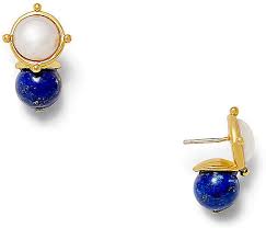 Lapis and White Pearl Earring