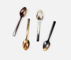 Esmee Mixed Black Horn Small Spoons-Set of Four