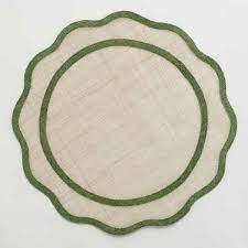 Green Scalloped Rice Paper Placemat-Set of Four