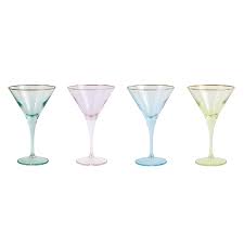 Rainbow Assorted Martini Glasses-Set of Four
