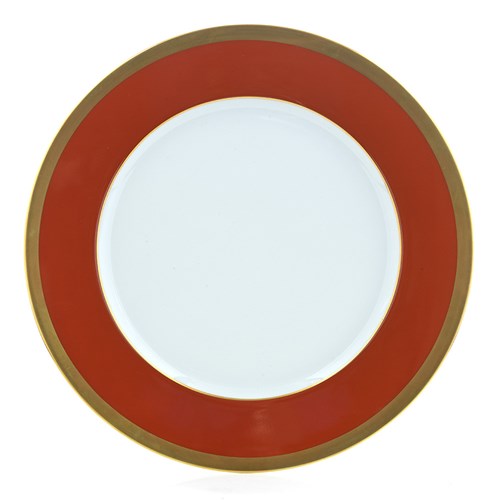 L. De Chine Gold and Brick Dinner Plate