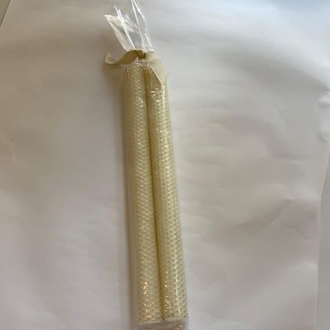 Ivory with Gold Sparkle Tapers Set of 2