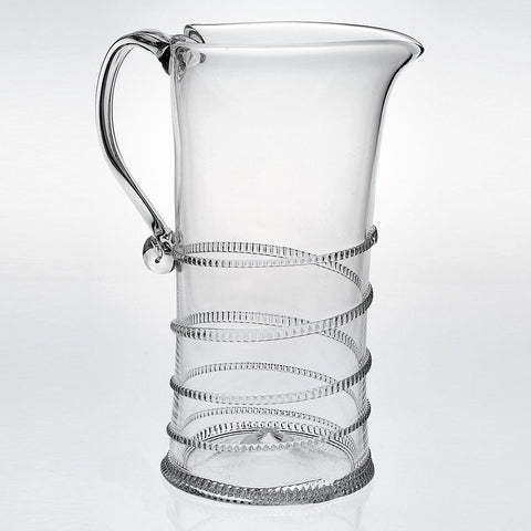 Measurements: 9"H Capacity: 1.75 quarts Bohemian Glass is Mouth-Blown in the Czech Republic. Dishwasher safe, Warm gentle cycle. Hand washing is recommended for large or highly decorated pieces Not suitable for hot contents, freezer or microwave use.