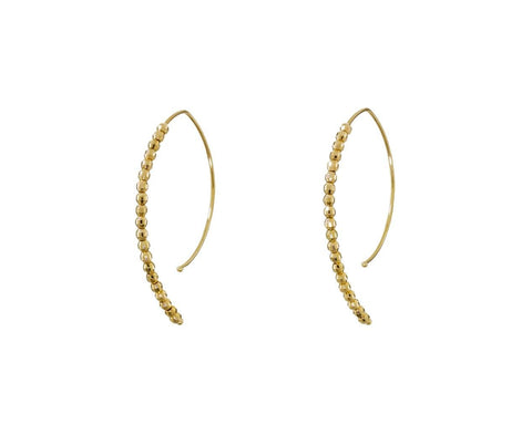 Gold Bead Open Marquise Hoops