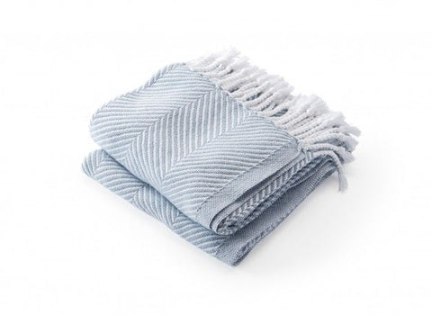 Monhegan Cotton Throw- White/Misty Blue