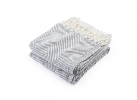Monhegan Cotton Throw-Soft White/Gray
