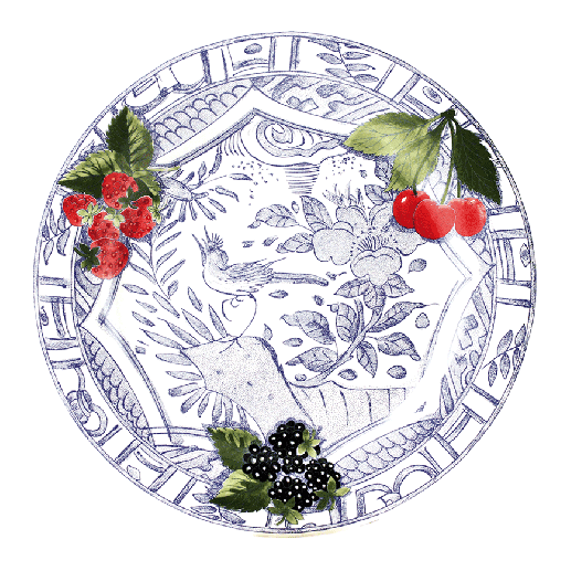 Oiseau Blue Fruits Dinner Plate