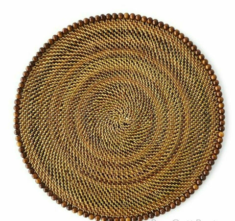 Round Beaded Placemats, Tortoise Beads