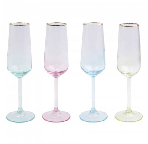 Rainbow Assorted Champagne Flute - Set of Four