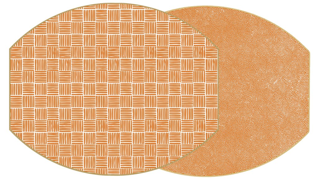 Modern Squares and Dot Fan Ellipse Hardwood Placemat, Set of 4