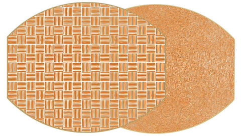 Modern Squares and Dot Fan Ellipse Hardwood Placemat, Set of 4
